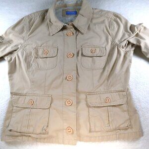 Dockers Jacket Shacket Womens Large Vintage Beige